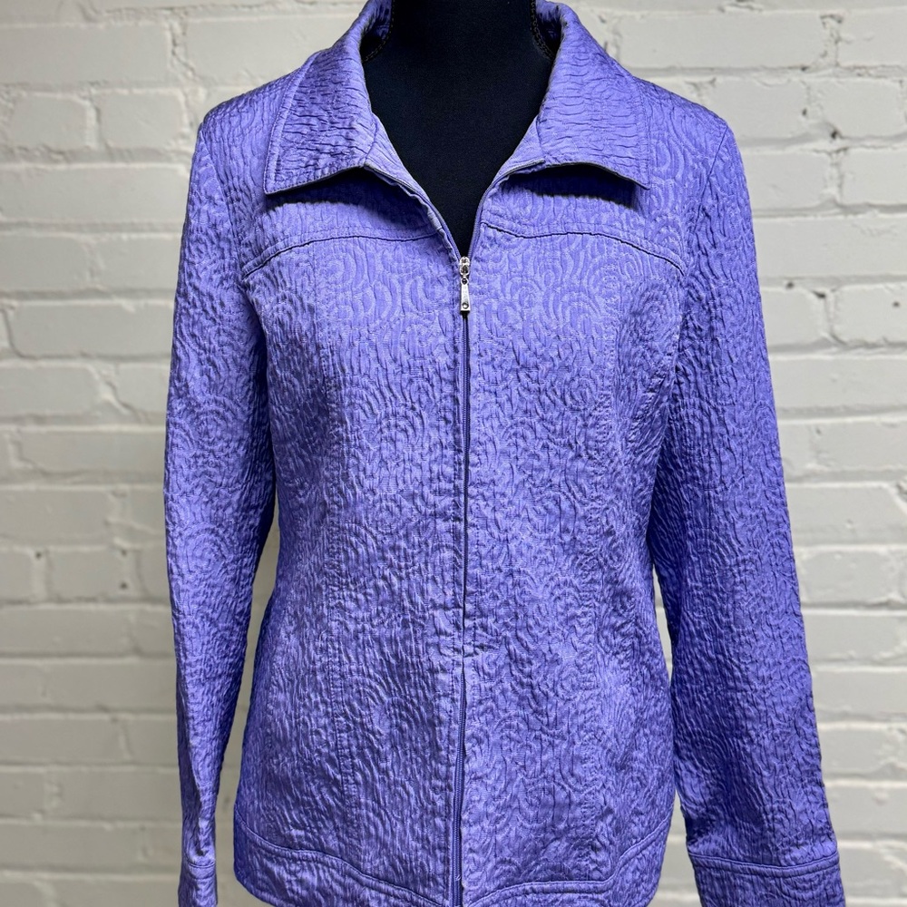 Laura Ashley Quilted Zip Front Jacket in Lavender Purple, Size M